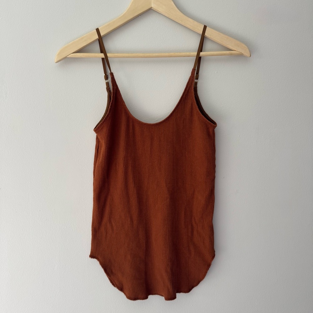Moussy Vintage Basic Ribbed Tank Top Burnt Orange Size Large - Picture 3 of 8
